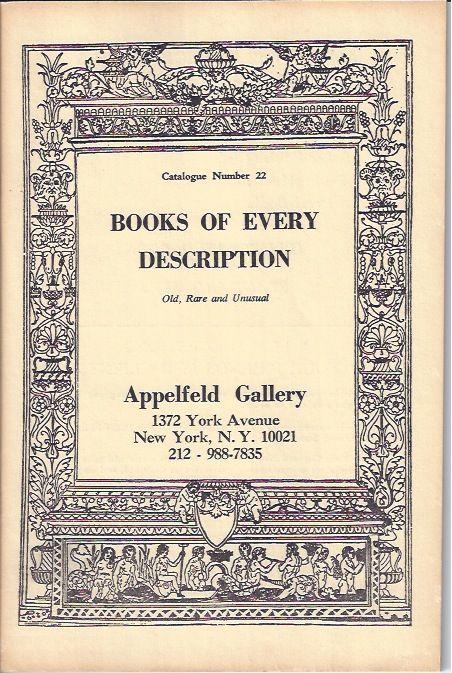 Item #000423 BOOKS OF EVERY DESCRIPTION: Catalogue Number 22. Louis Appelfeld.