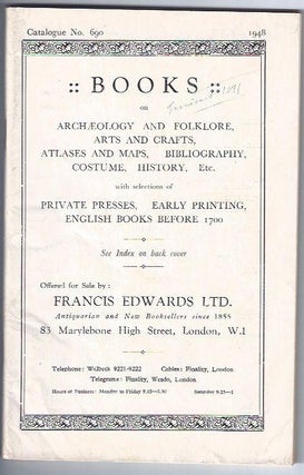 Item #000429 Catalogue Number 690: BOOKS ON ARCHAEOLOGY AND FOLKLORE, ARTS AND CRAFTS, ATLASES...