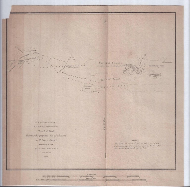 Item #001106 SITE OF A BEACON ON REBECCA SHOAL: Florida Reef. MAP, A. D. Bache.