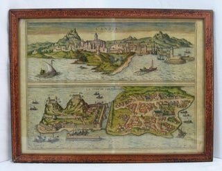 MAP] CANDIA (with) LA CITA DE CORFU. Georg Braun, Franz Hogenberg.