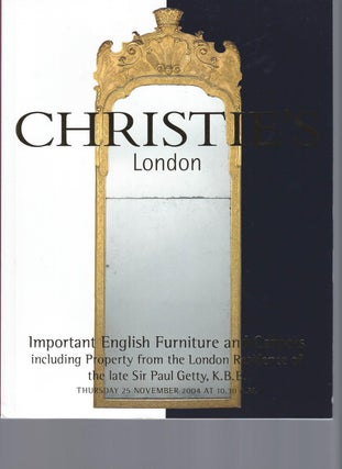 Item #002851 [AUCTION CATALOG] CHRISTIE'S: IMPORTANT ENGLISH FURNITURE AND CARPETS: INCLUDING...