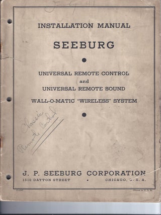 Item #002994 SEEBURG INSTALLATION MANUAL: Universal Remote Control And Universal Remote Sound...