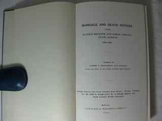 MARRIAGE AND DEATH NOTICES From Raleigh Register and North Carolina State Gazette 1799-1825