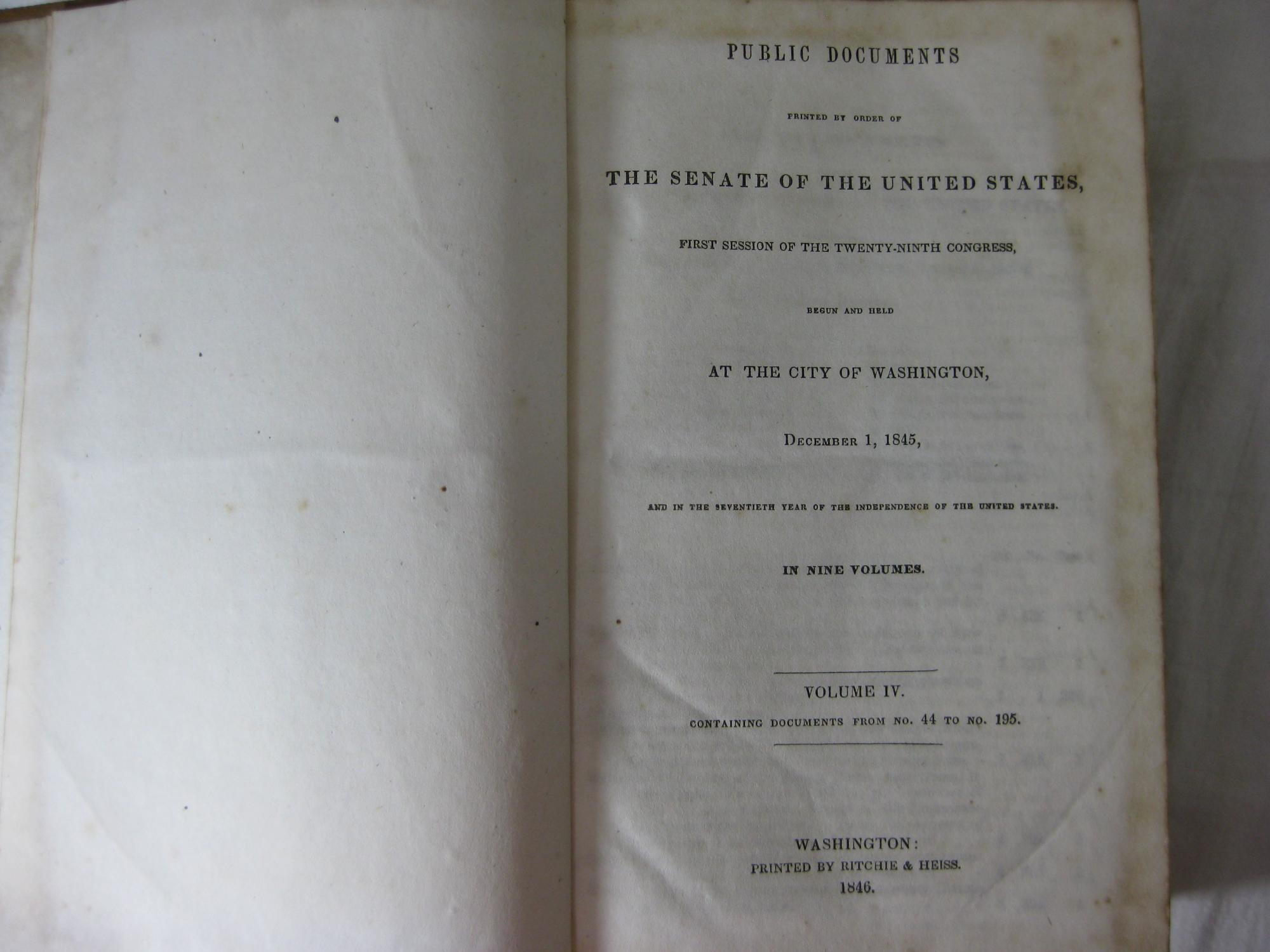 SENATE DOCUMENTS Public Documents printed by order of the Senate of the ...