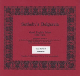 Item #011905 [AUCTION CATALOG] SOTHEBY'S BELGRAVIA: GOOD ENGLISH PRINTS 1800-1950. February 3,...