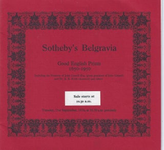 Item #011906 [AUCTION CATALOG] SOTHEBY'S BELGRAVIA: GOOD ENGLISH PRINTS 1650-1950, September 21,...