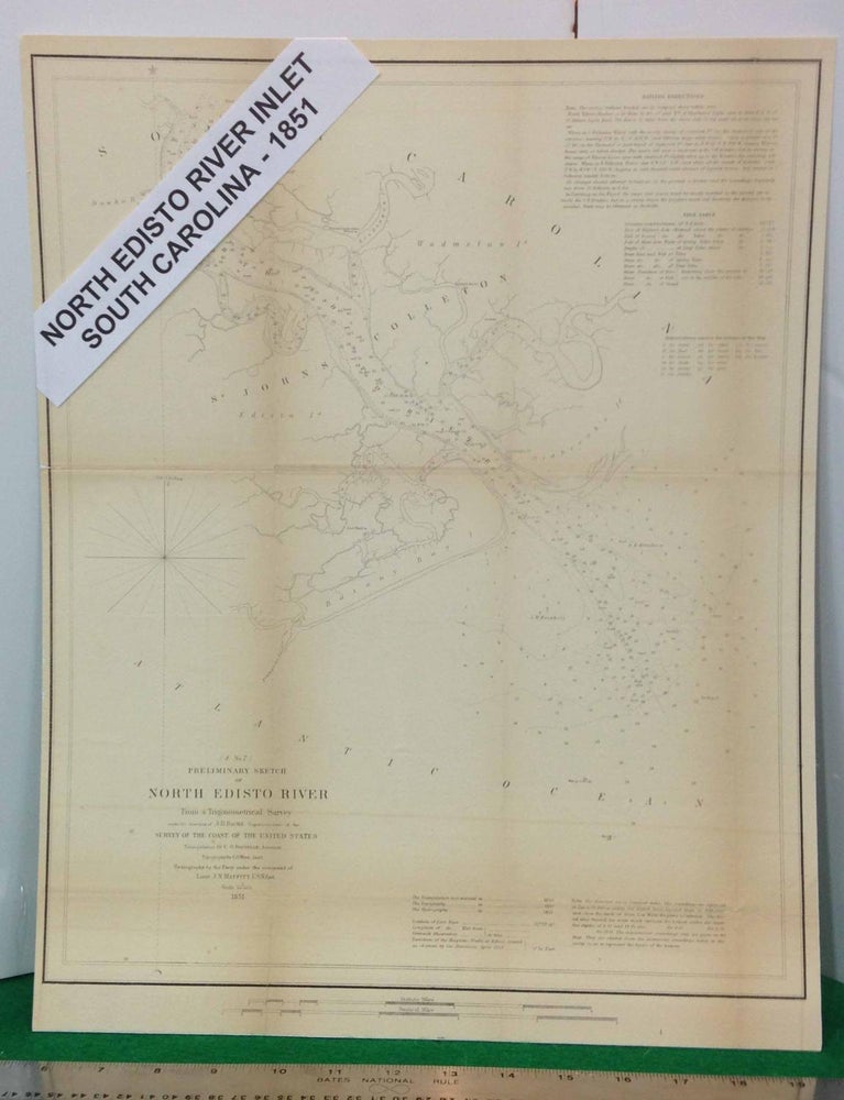 Item #108 PRELIMINARY SKETCH OF NORTH EDISTO RIVER FROM A TRIGONOMETRICAL SURVEY UNDER THE DIRECTION OF A.D. BACHE, SUPERINTENDENT OF THE SURVEY OF THE COAST OF THE UNITED STATES. MAP, A. D. Bache.