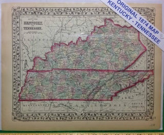 Item #120 COUNTY MAP OF KENTUCKY AND TENNESSEE. MAP