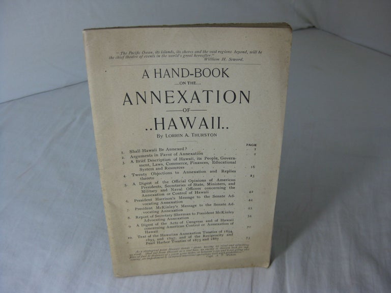 Item #23309 A HAND-BOOK ON THE ANNEXATION OF HAWAII. Lorrin A. Thurston.