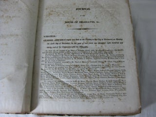 JOURNAL OF THE HOUSE OF DELEGATES OF THE COMMONWEALTH OF VIRGINIA, Begun and held at the Capitol, in the City of Richmond,