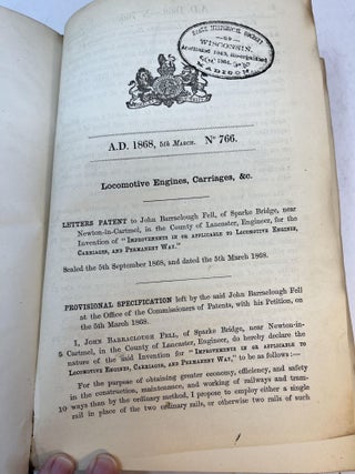 BRITISH PATENT REPORTS. New Series 1868 #"766-791".
