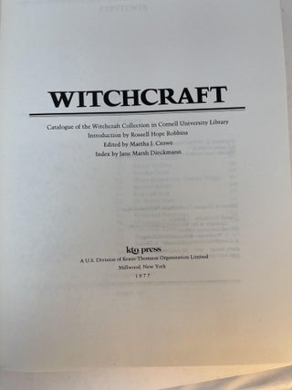 WITCHCRAFT. Catalogue of the Witchcraft Collection in Cornell University Library.