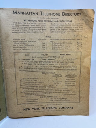 MANHATTAN, New York: TELEPHONE DIRECTORY, SUMMER 1935