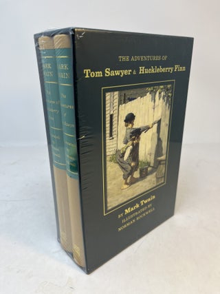 Item #38130 The Adventures of TOM SAWYER & HUCKLEBERRY FINN. 2 Volume set in Slip Case. Mark...