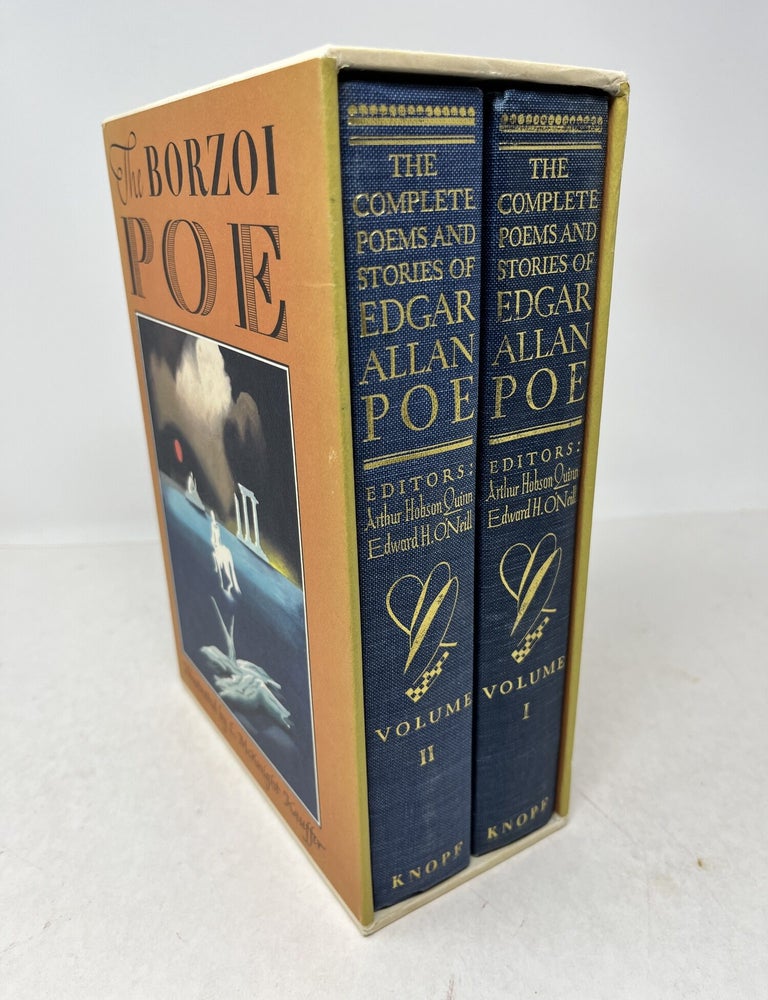 Item #38918 THE COMPLETE POEMS AND STORIES OF EDGAR ALLAN POE. (2 volume set, complete). Edgar Allan Poe, Arthur Hobson Quinn, E. McKnight Kauffer.