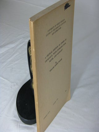 Item #CE225786 A CRITICAL EDITION OF CIPERIS DE VIGNEVAUX. Notes Intro, Glossary